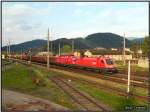 1116 093 und 1116 031 beschleunigen den sehr langen und sehr schweren 54577 aus Graz nach Villach,aus dem Bahnhof Knittelfeld. 10.05.2008