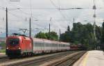 1116 210-4 mit dem OEC 662 bei der Durchfahrt Brixlegg gen Innsbruck am 23.5.08