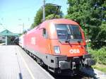 1116 214-6 steht mit IC 118 Innsbruck - Mnster(Westf)Hbf in Bregenz abfahrbereit. 29.06.08