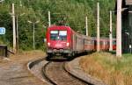 1116 126 mit EC bei der Durchfarhrt in Klamm-Schottwien am 6.8.2004