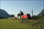 1116 140 legt sich mit dem OEC 189  Val Gardena/Grdnertal , Mnchen Hbf - Verona Porta Nuova, beim Kloster Raisach in die Kurve. (10.07.2008)
