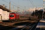 1116 091 mit OIC 542 am 30.12.2008 im Abendlicht in Brixlegg.