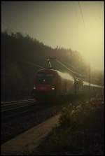 OEBB-IC 656 kurz vor Sonnenuntergang kurz nach Bruck ad. Mur. 1116-125. 04.01.2009