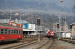 EC 85  michelangelo  von Mnchen nach Rimini fhrt in Innsbruck Hbf ein. 9.2.2009 