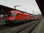 Die 1116 197 am 02.02.2008 mit einem REX in Salzburg Hbf. 