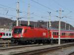 Die 1116 158 am 28.03.2009 bei der Einfahrt in den Salzburger Hbf.