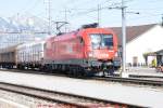 BB 1116 196-5 verlsst mit Gz 45725 nach Hall in Tirol den Grenzbahnhof Buchs SG  07.04.09