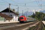 1116 135 mit EC 87 „Tiepolo“ am 25.04.2009 in Brixlegg.