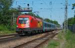 GySEV 1116 061 bringt am 20.05.2009 den Eurocity 965  Csardas  von Wien nach Budapest. Hier kurz vor Wien Penzing.