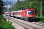 Sonderzug bespannt mit 1116 076 auf der Verbindungsbahn zwischen Wien Htteldorf und Wien Speising am 21.8.2009