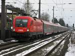 Die 1116 097 durfte ich endlich auch mal am Tag sichten. Hier mit EC 740 in Lauterach am 10.3.10