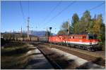 1142 707 + 1116 126 ziehen den Holzzug 41360 (Hegyeshalom-Zeltweg) ber die Semmering Nordrampe.
Eichberg 22.10.2010