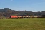 1116 177 mit einem gemischten Gterzug am 06.11.2010 bei Niederaudorf.