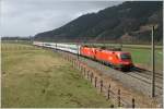 1116 252 + 1116  245 fahren mit EC 102  Polonia  von Villach nach Warschau. 
Preg 28.3.2011