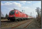 1116 199 verlt mit dem EC 100 „Joze Plecnik“ (Laibach-Prag) den Grazer Hauptbahnhof Richtung Prag.