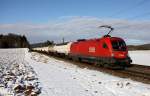 BB 1116 131-4 vor Ganzzug Kesselwagen Richtung Regensburg, KBS 880 Nrnberg - Passau, fotografiert bei Krappenhofen am 19.12.2011