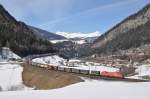 1116 109 mit KLV-Zug am 10.03.2012 bei St. Jodok am Brenner