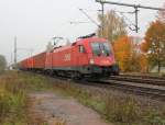 1116 199-1 mit Containerzug in Fahrtrichtung Sden.