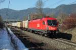 1116 193 (Manfred) mit Gterzug bei Krieglach am 5.03.2013.