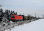 1116 019 mit dem Audizug nach Ingolstadt am 19.01.2013 bei Langenisarhofen.