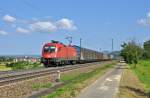 1116 070 mit einem Autoteile Zug auf der Filsbahn in Richtung Ulm.Aufgenommen bei Kuchen(Fils)am 12.7.2013