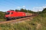 1116 183 ist mit einem Gterzug in Richtung St. Plten unterwegs. Das Foto enstand am 15.08.2013 bei Eichgraben-Altlengbach.