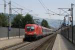 1116 118 mit OIC 542 Wien Westbahnhof-Innsbruck Hauptbahnhof auf Bahnhof Brixen im Thale am 28-7-2013.