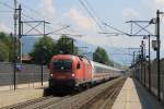 1116 087 mit IC 1284 Schwarzach-St.Veit-Flensburg (D) auf Bahnhof Brixen im Thale am 21-7-2013.