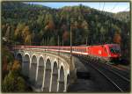 Diese 4010er Garnitur schaffte es gestern am 26.10.2006 nicht aus eigener Kraft von Graz nach Wien. 1116 167 war gestern das Triebfahrzeug des IC 550  Wiener Volkshochschulen. Aufgenommen bei der berquerung der Kalten Rinne, dem hchsten Viadukt auf der Semmeringstrecke.