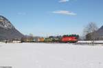 1116 167 mit einem KLV Zug am 01.02.2014 bei Niederaudorf.