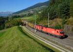 1116 099 + 1116 175 mit einem Nothegger-KLV am 27.09.2014 bei Matrei am Brenner.