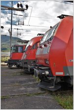 Stirnansichten DB 185. ÖBB 1116 und SBB 420 in Buchs SG. (03.10.2016)