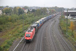 Bei strömendem Regen durchfährt 1116 058 die Betriebsstelle Ratingen West am 14. Oktober 2015.