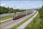 Unterwegs Richtung Koralm ist am 8. Mai 2026 ein Railjet nächst Werndorf.  