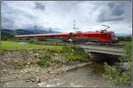 Railjet Versuchsfahrten im Aichfeld mit E-Lok 1116 201 und Steuerwagen 8090 702. St.Margarethen 20.05.2008