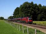 Die 1116 229 mit einem RJ nach Wien am 03.09.2011 unterwegs bei Vogl. 