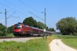 1116 229 + 225 mit einem RJ auf dem Weg nach Rosenheim, aufgenommen am 23.