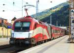 1116 249-2 mit dem Railjet 530 von Lienz nach Wien am 27.08.2014 im Bahnhof Spittal-Millstättersee