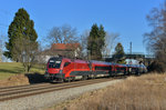 1116 210 mit einem Railjet am 30.12.2013 bei Übersee. 