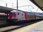 1116 264-1 des sterreichischen Roten Kreuzes steht am 26.07.2007 mit dem EC nach Wien Westbf. im Hauptbahnhof von Innsbruck.