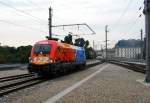 Anlsslich der Bundesfeuerwehrtage in Wien prsentierten die BB und der BFV (sterreichischer Bundesfeuerwehrverband) heute am 12.09.2008 am Bahnhof Wien Praterstern, die neu gebrandete
Feuerwehr-Lok 1116 250-0;
