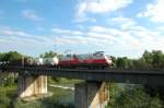 Der Polen-Stier (1116 087) am 13.06.09 aud der Isar-Br�cke Nord in Unterf�ring
