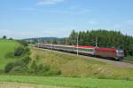 Railjet 1116 222 mit dem OIC 747  Wiener Volkshochschulen  am 8.8.2009 hier bei Pndorf nach Wien West.