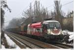 Am 19.2.2010 in der Frh bespannte 1116.246 (Bundesheer) diesen Gterzug in Richtung Westen. Hier in Wien/Hietzing.