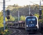 CATS  1116 153 mit Autoleerwagenzug kurz vor Wien-Praterkai am 28.9.11.