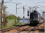 Die 1116 153 mit Waldviertel-Express 2112 Richtung Ceske Velenice kurz nach dem Beginn ihrer Fahrt. Wien/Nudorf, 27.4.12