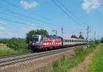 1116 138  50 Jahre Heeressport  ist am 23.07.2012 mit dem  IC 548  Erlebnisregion Tennengau  bei Marchtrenk  ber die Westbahn gerauscht.