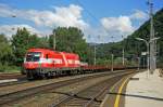 1116 005 (�sterreich) f�hrt am 27.08.2008 mit einem G�terzug durch Bruck/Mur.