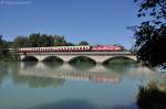 1116 138 mit TEE8 (SDZ17297) am 09.09.2012 auf der Sallachbrcke zwischen Freilassing und Salzburg