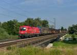 1116 016 mit dem Audizug nach Gyr am 18.07.2013 auf der Isarbrcke bei Plattling.